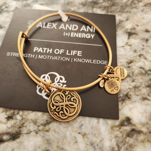 Alex and Ani Bangle Bracelet Path of Life Gold Finish New - Picture 1 of 3